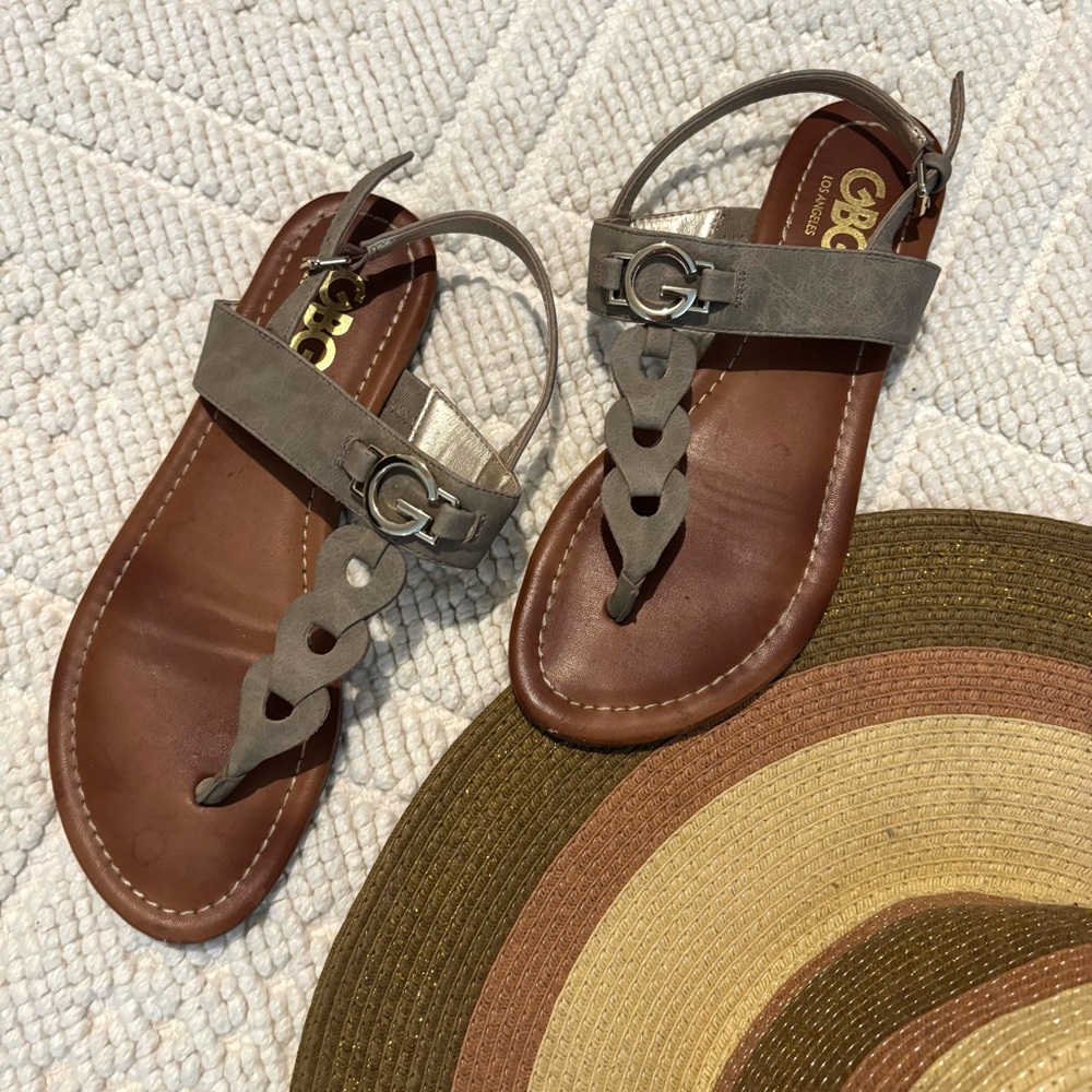 GBG Women's Gray and Brown Sandals